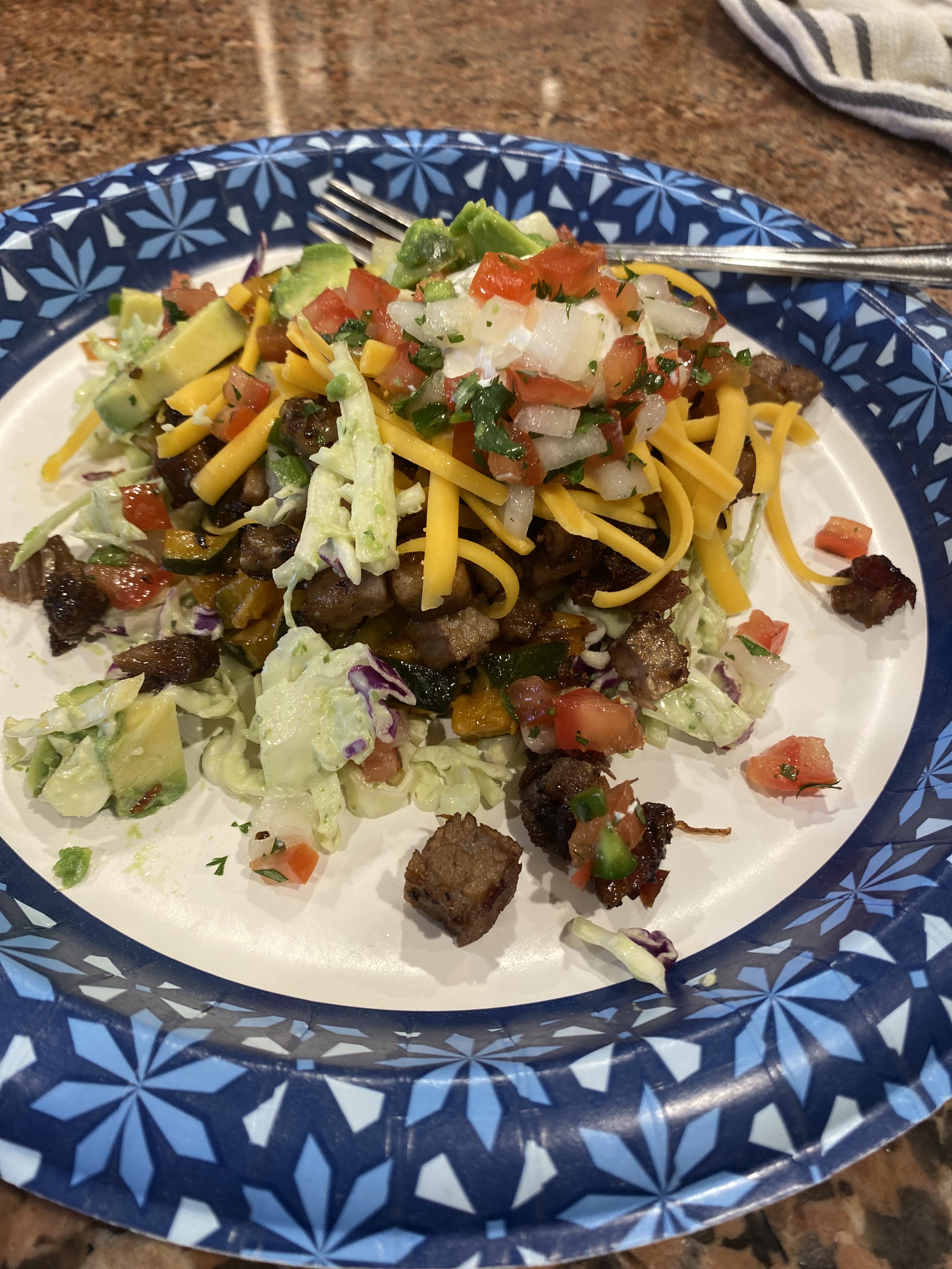 Keto Salad with Keto Mexican "Rice" w/ zucchini
