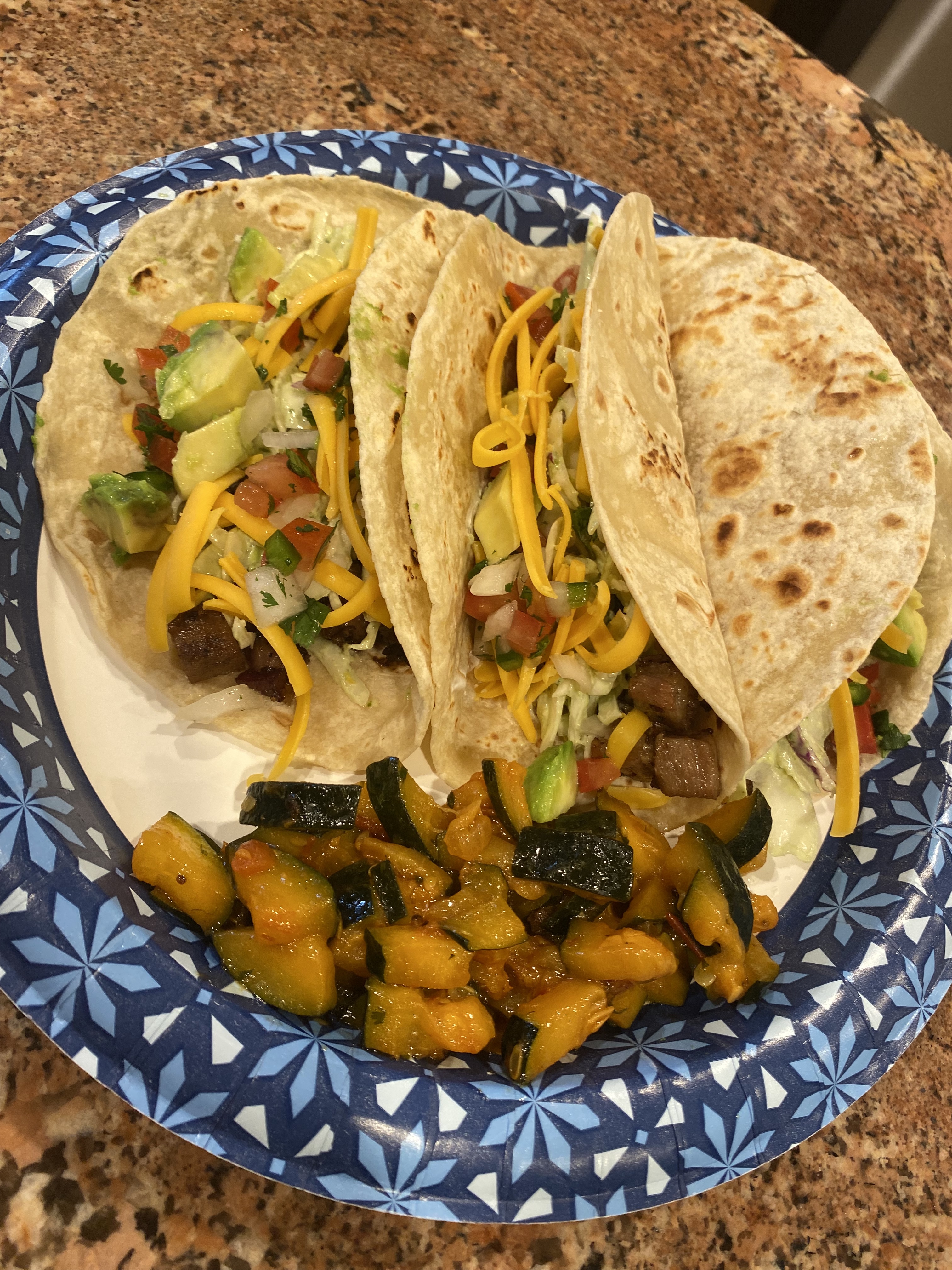 Tacos with Keto Mexican "rice" w/Zucchini